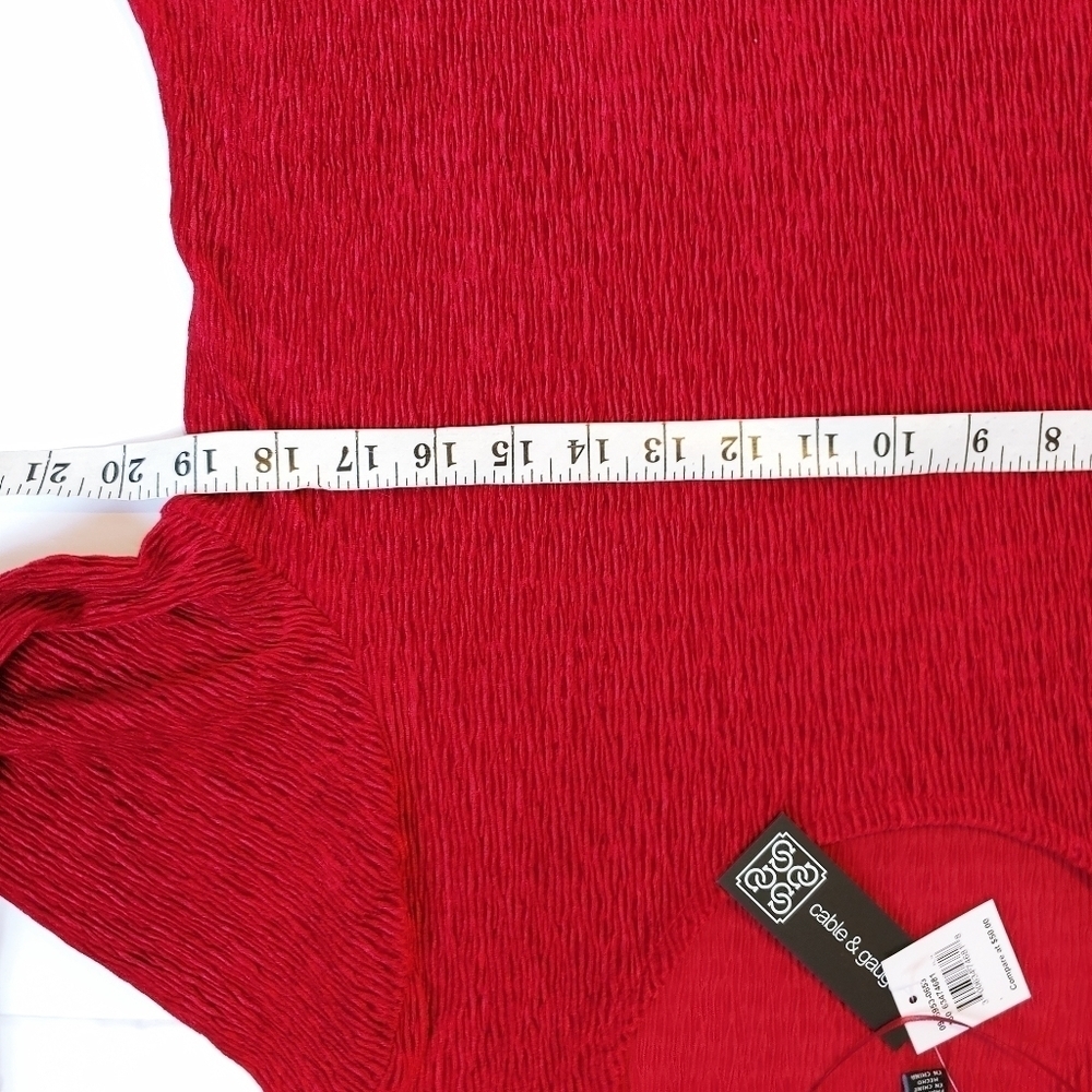 NWT Red Ribbed Tunic Polyester L - Picture 3 of 6